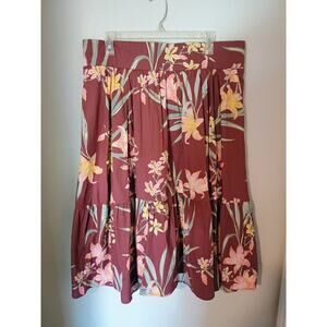 Torrid Pink Rose Floral Ruffle Hem Full Midi Pull-On Skirt Sz 1 or 1X
